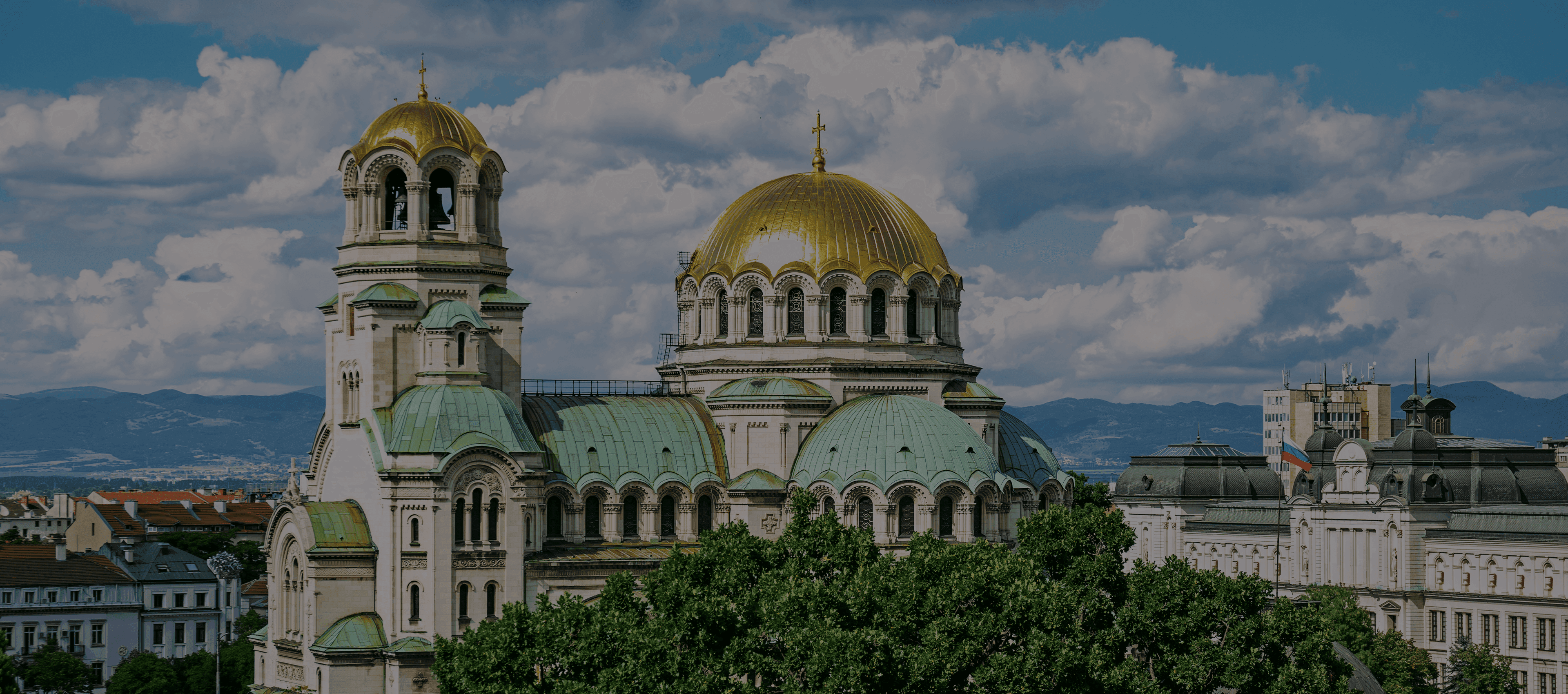The Alexander Nevsky Cathedral in Sofia, Bulgaria, featuring its iconic golden dome.