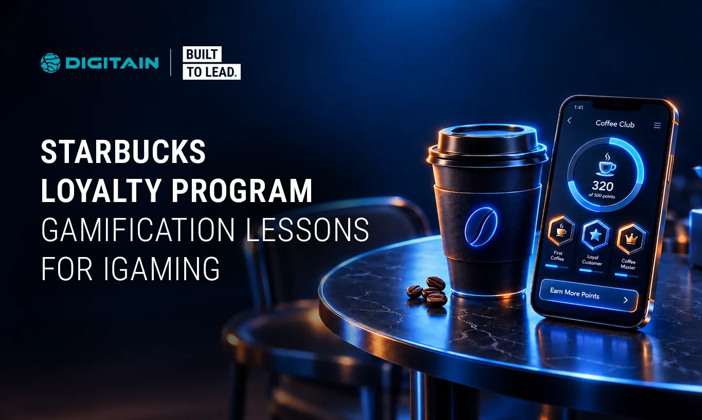 Coffee cup and smartphone with Starbucks loyalty program gamification text.